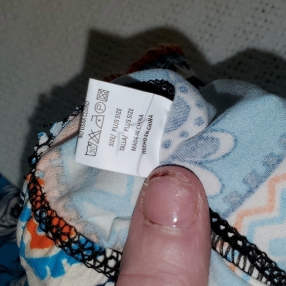 New Mix Graphic Colorful Elastic Pullon Thick Winter Orange & Teal Sz PLUS Pants - Picture 10 of 10